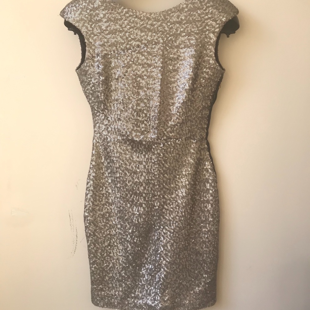 ZARA Silver Sequin Mini Dress